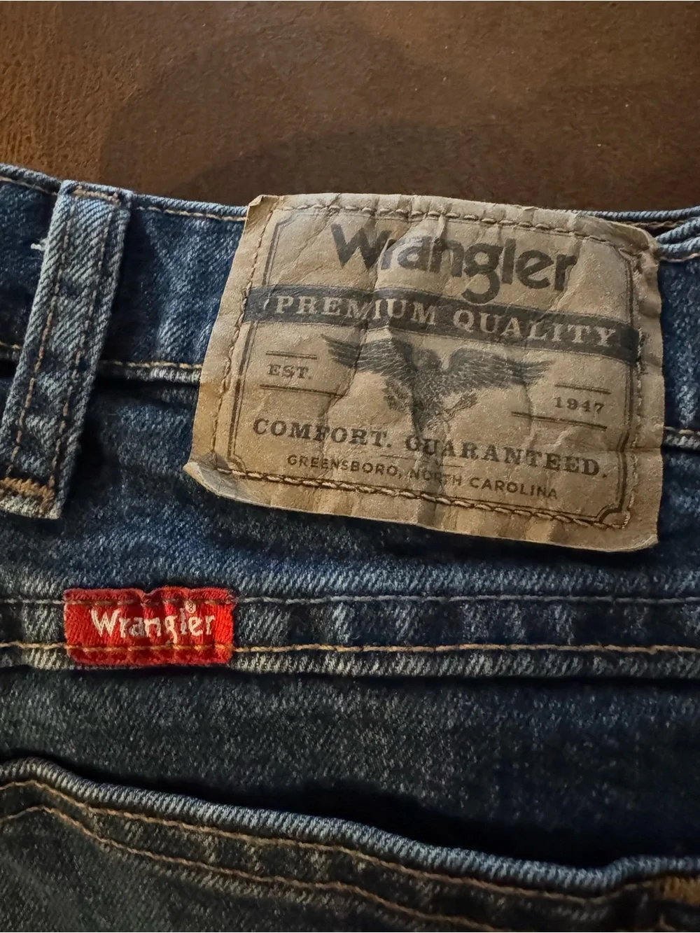 Wrangler Men's Relaxed Fit Dark Blue Denim Jeans 34 x 32 Like New!